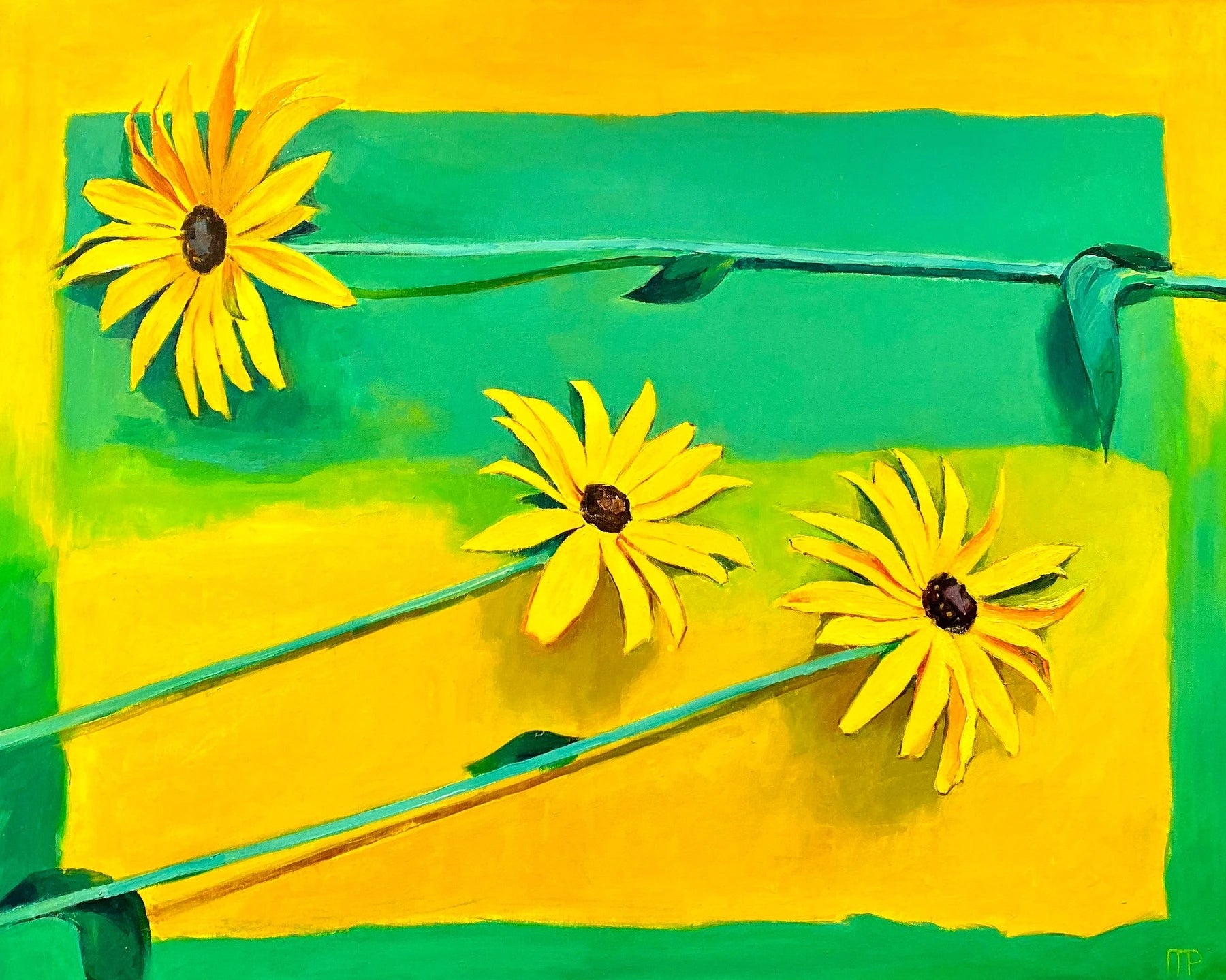 Ewgenij Ryman  Blumen in Gelb und Grün - Galerie Vogel