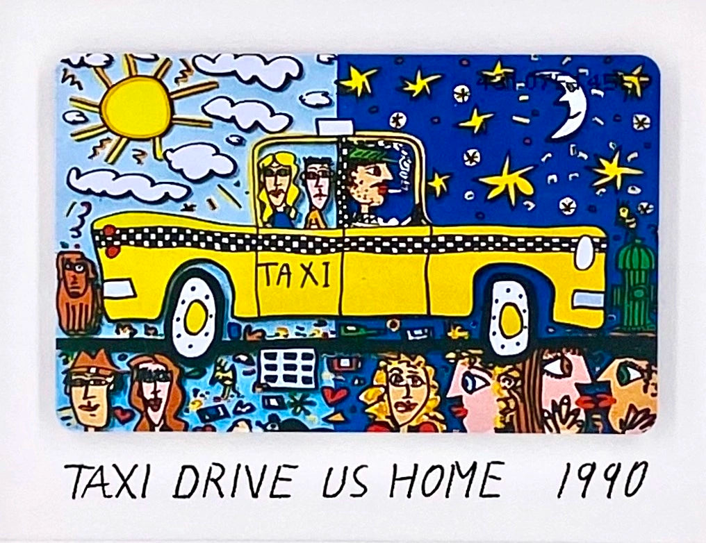 James Rizzi Taxi drive us home gerahmt mit Museumsglas