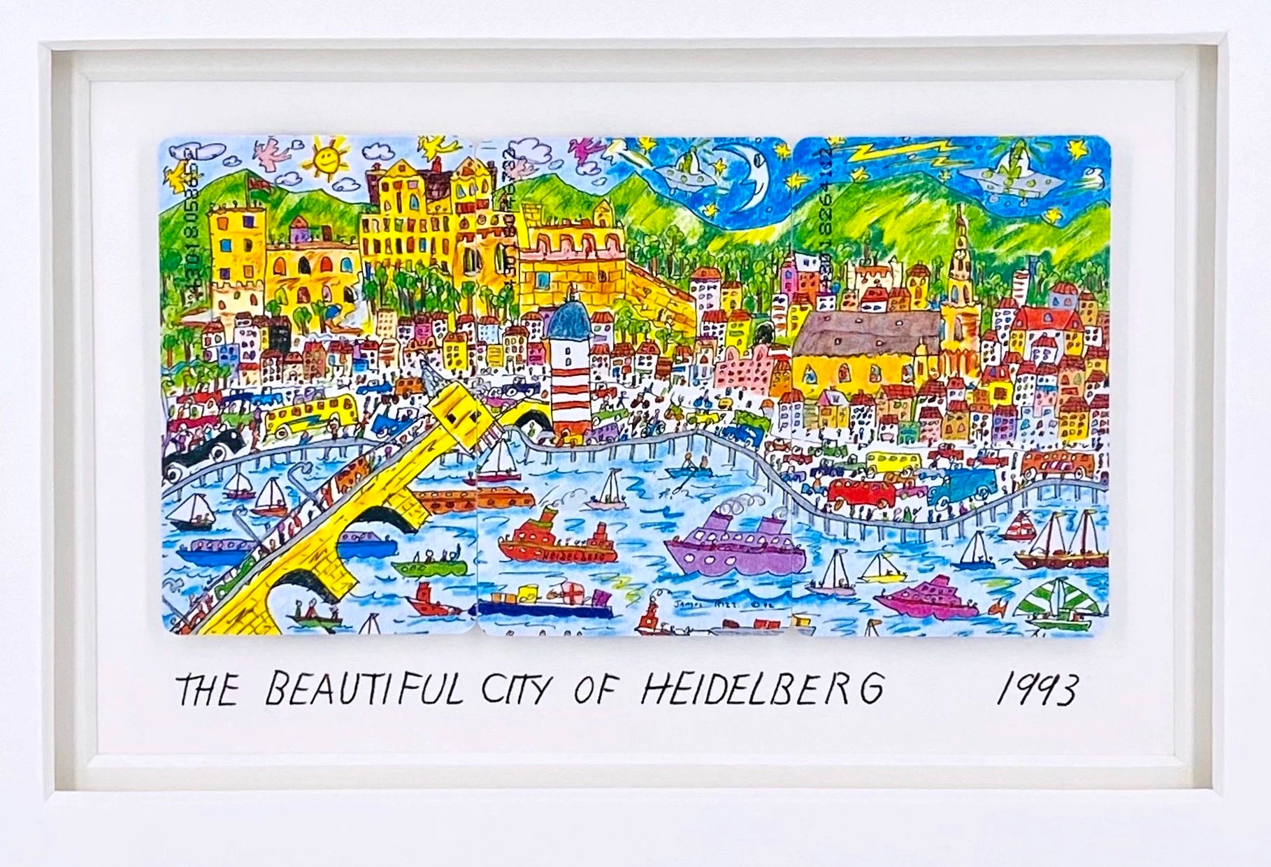 James Rizzi The beautiful city of Heidelberg gerahmt mit Museumsglas