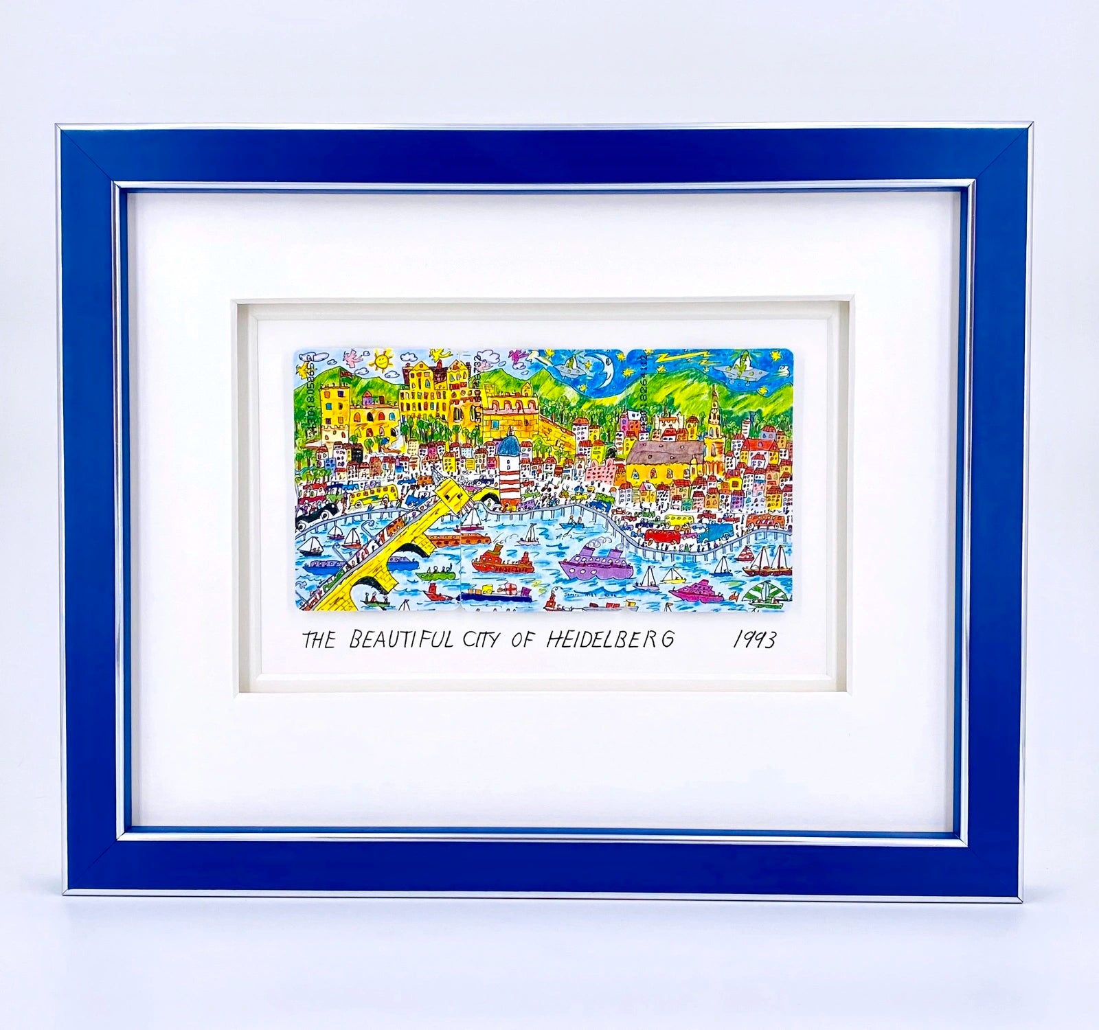 Original James Rizzi The beautiful city of Heidelberg framed with museum glass