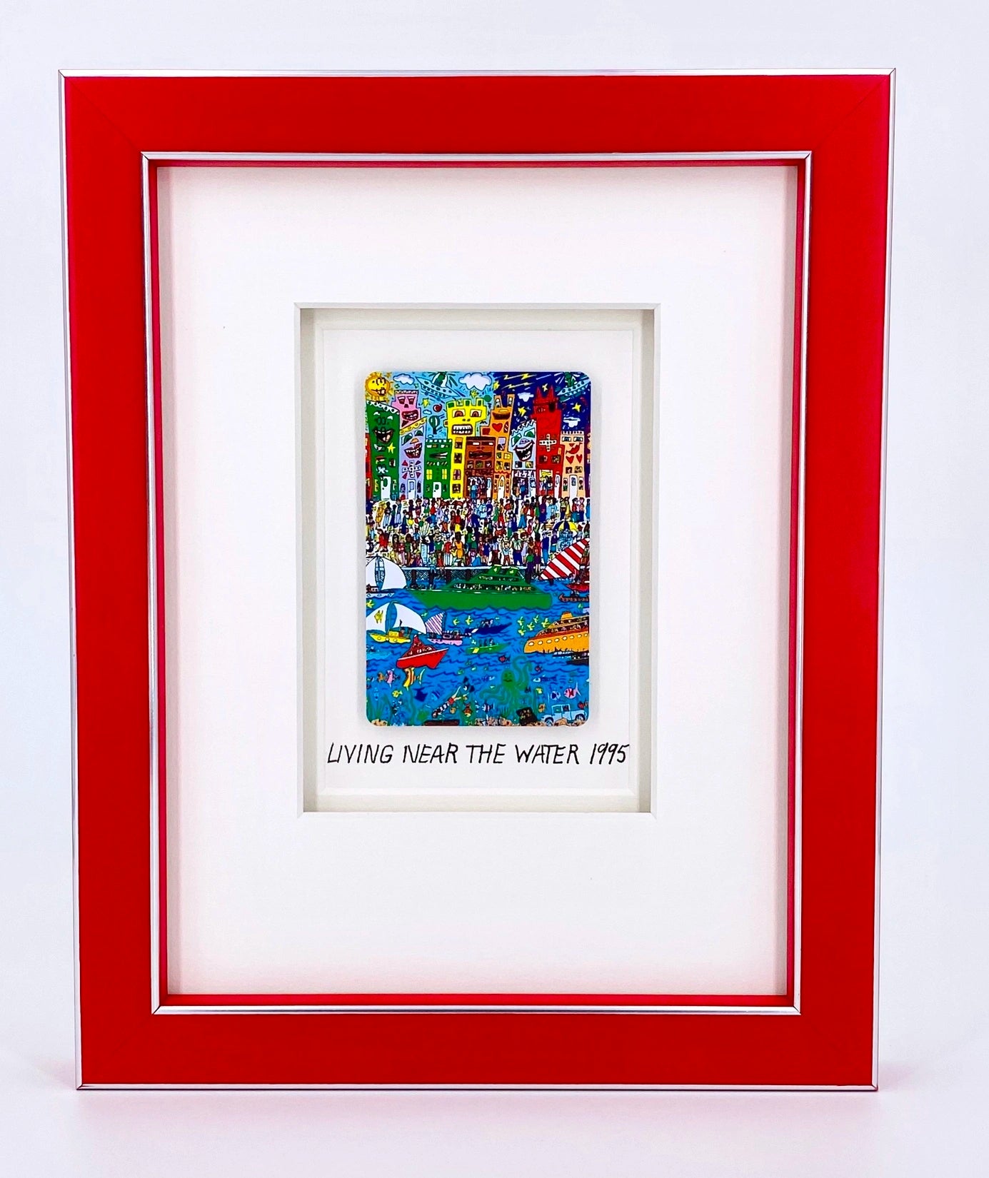 Original James Rizzi Living near the water framed with museum glass